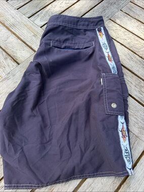 AFTCO Navy Swim Board Shorts with fish  Trim